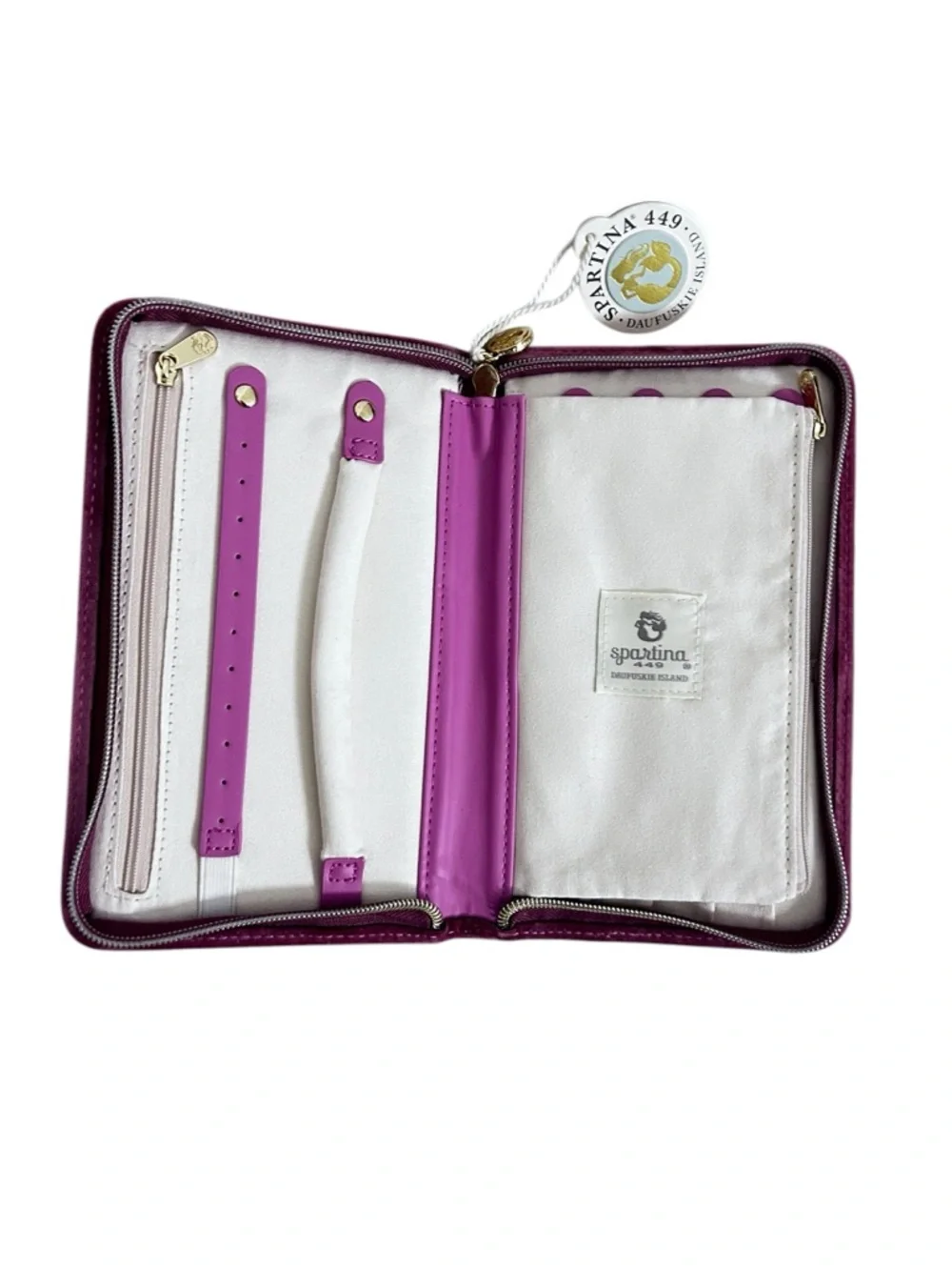 Spartina 449 Velvet Embroidered Jewelry Travel Case Pink Floral NWT - Picture 3 of 5